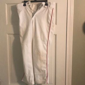 Baseball pants with red stripe
